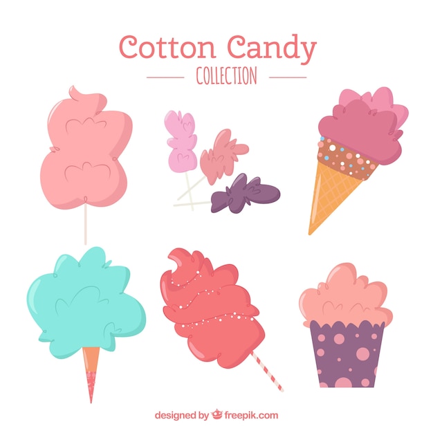 Free vector flat collection of cotton candy