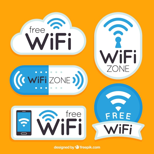 Free Vector flat collection of fantastic wifi stickers