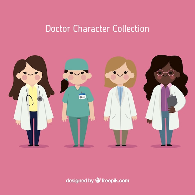 Flat collection of female doctors