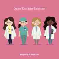 Free vector flat collection of female doctors