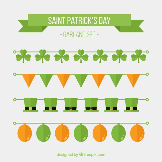 Flat collection of four garlands for st patrick's day