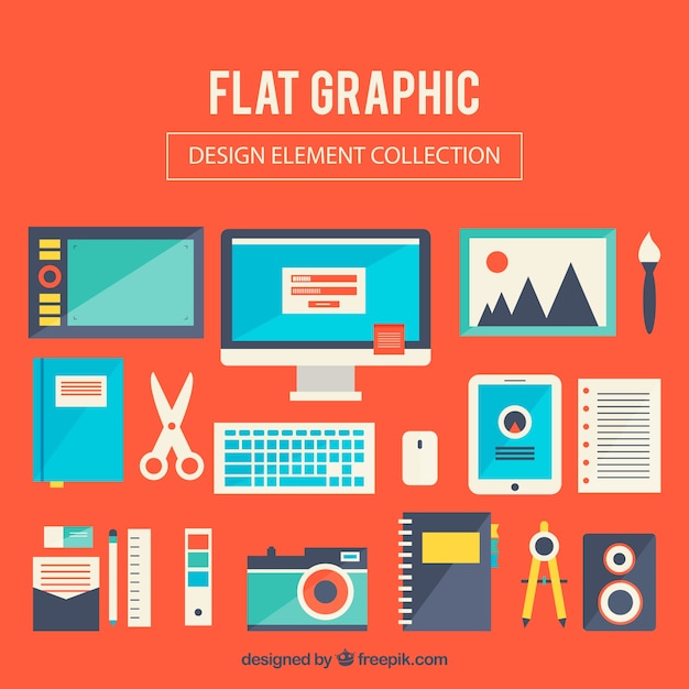 Flat collection of graphic design elements