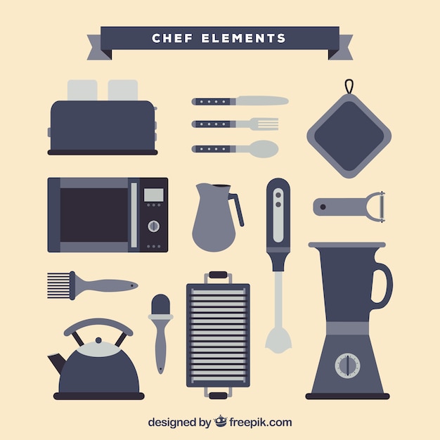 Free vector flat collection of great chef items