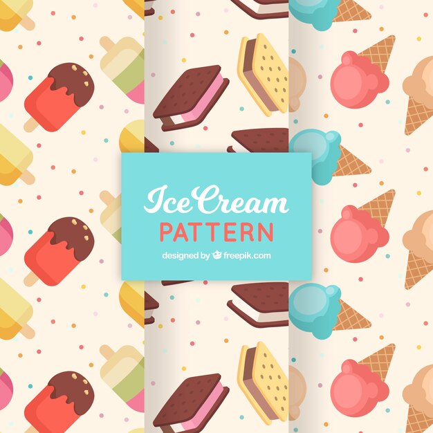 Free Vector flat collection of ice cream patterns