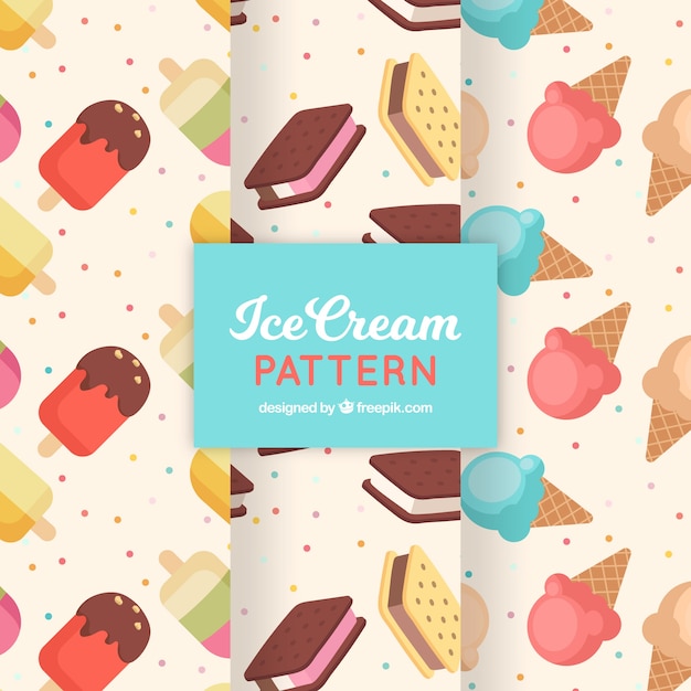 Flat collection of ice cream patterns