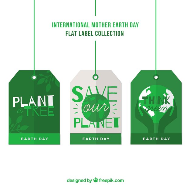 Flat collection of labels for mother earth day