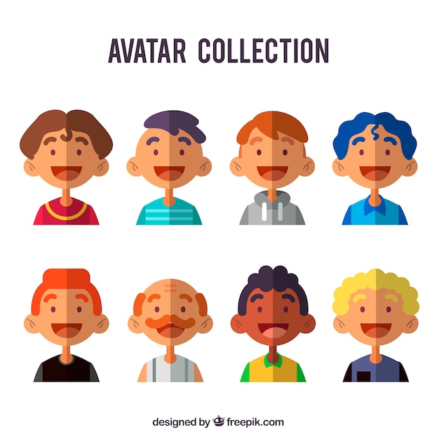 Collezione piatta di avatar maschili
