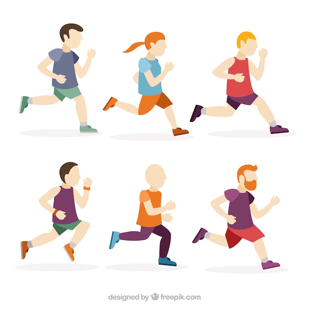 Free vector flat collection of men running