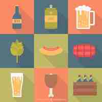 Free vector flat collection of oktoberfest elements