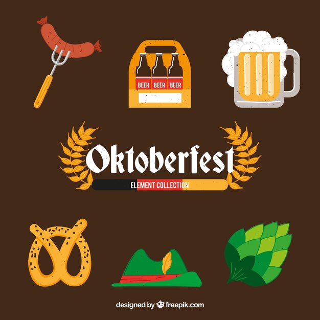 Плоская коллекция элементов oktoberfest