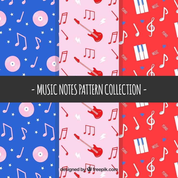 Free Vector flat collection of patterns with music notes
