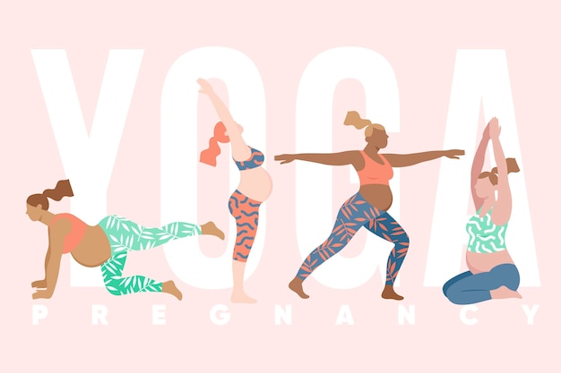 Flat collection of people doing yoga