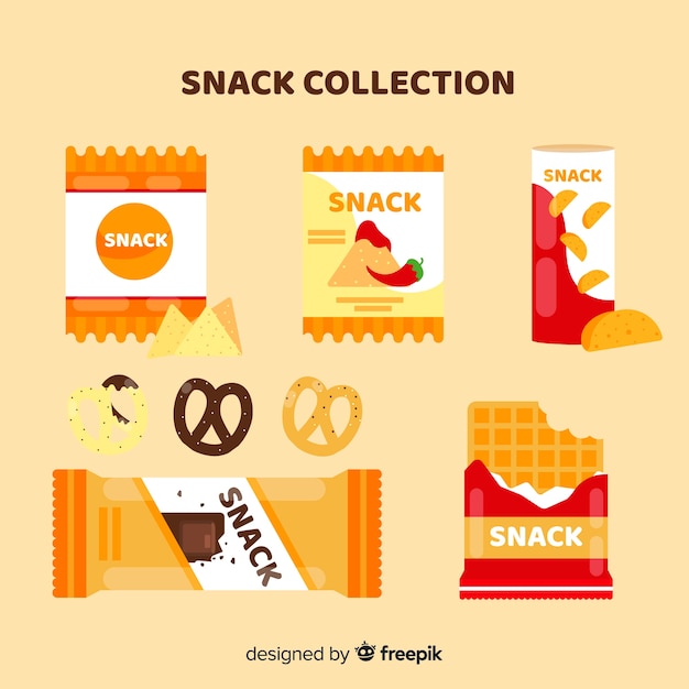 Flat collection of snacks