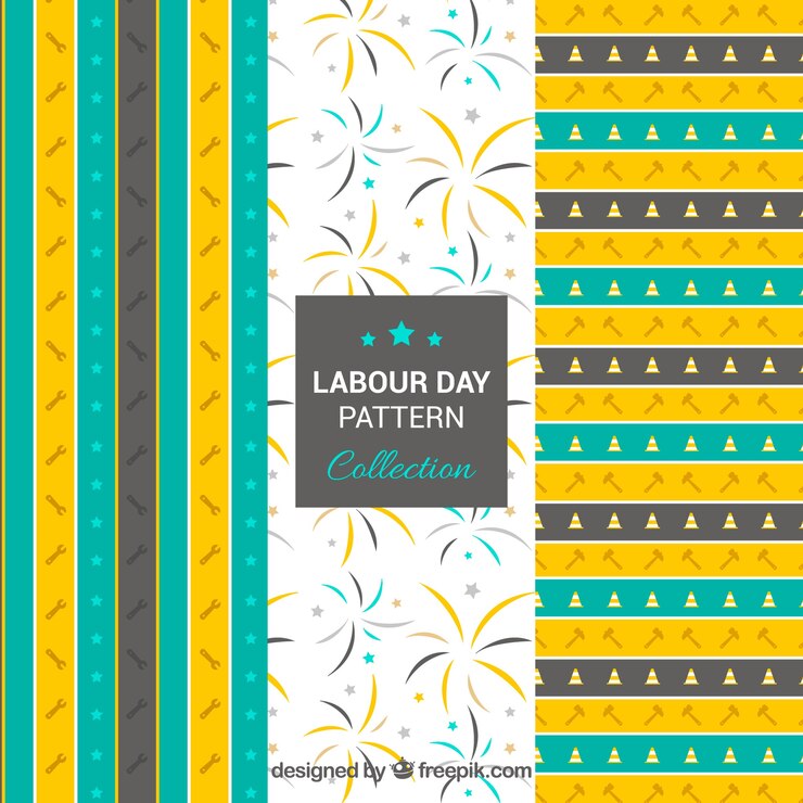 मुफ़्त वेक्टर flat collection of three labour day patterns