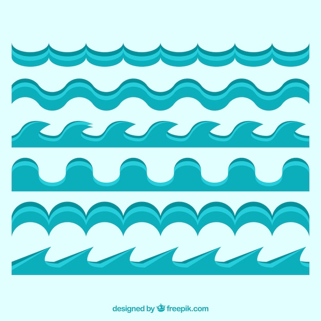 Free vector flat collection of waves in blue tones