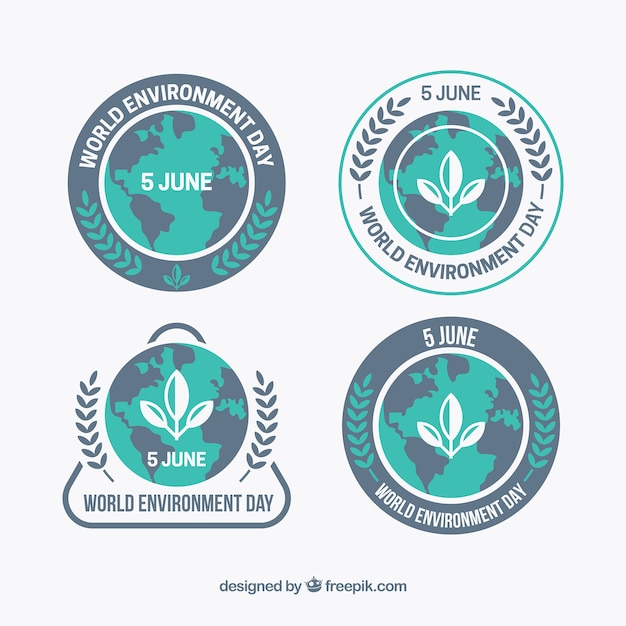 Free vector flat collection of world environment day labels