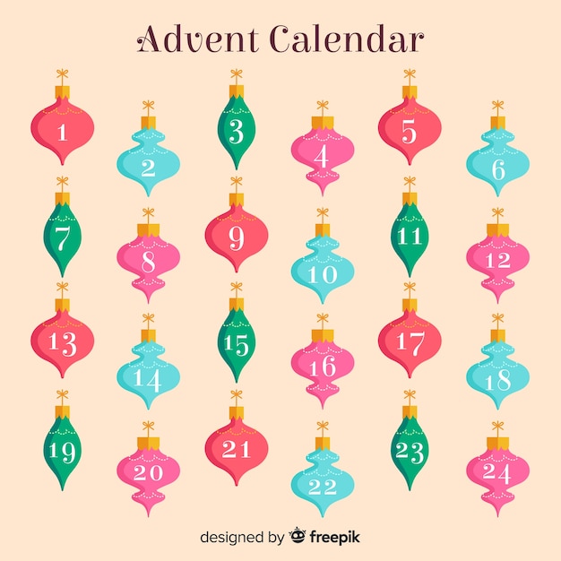 Flat colorful advent calendar