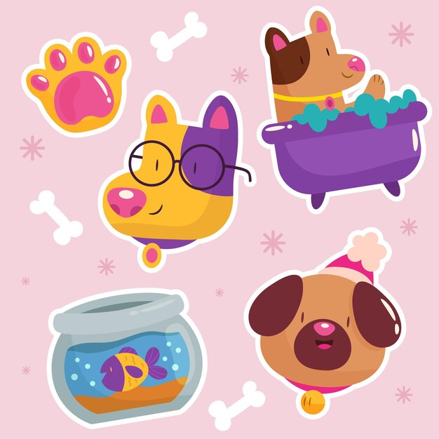 Flat colorful animal collection