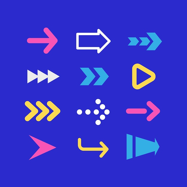 Free vector flat colorful arrow collection