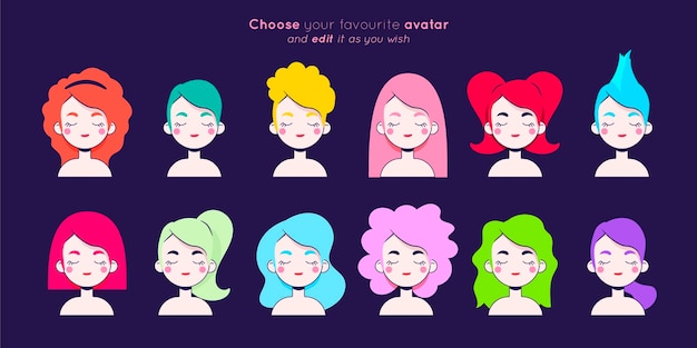 Free vector flat colorful avatar collection