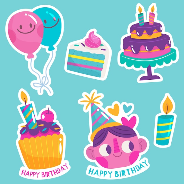 Free vector flat colorful birthday collection
