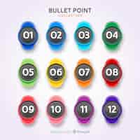 Free vector flat colorful bullet point collection