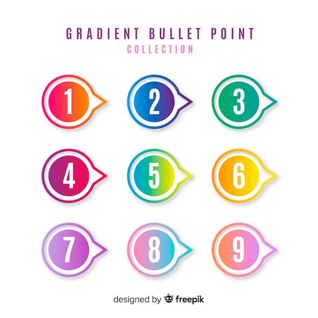 Flat colorful bullet point collection