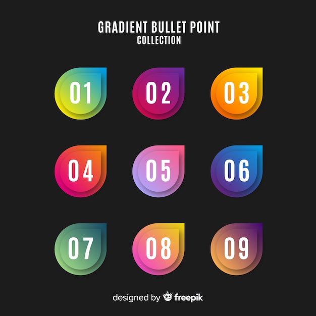 Flat colorful bullet point collection