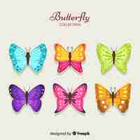 Vettore gratuito collezione di farfalle colorate piatte