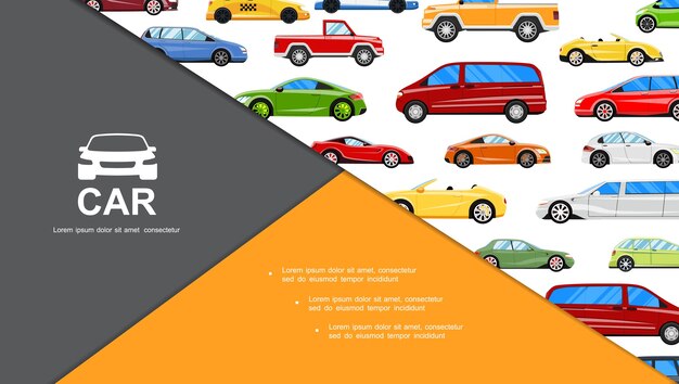 Free vector flat colorful cars composition