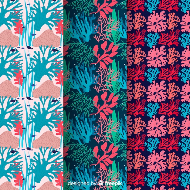 Free vector flat colorful coral pattern pack