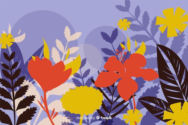 Flat colorful floral silhouette background