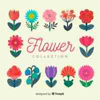 Free vector flat colorful flowers collection