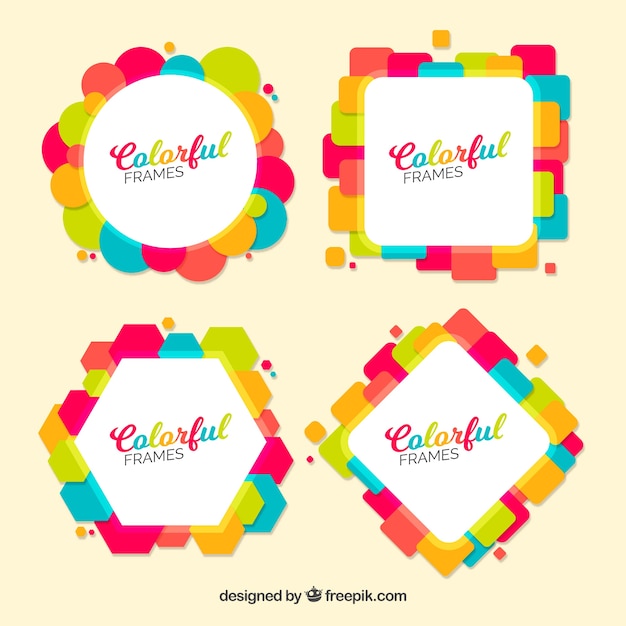 Free vector flat colorful frame collection