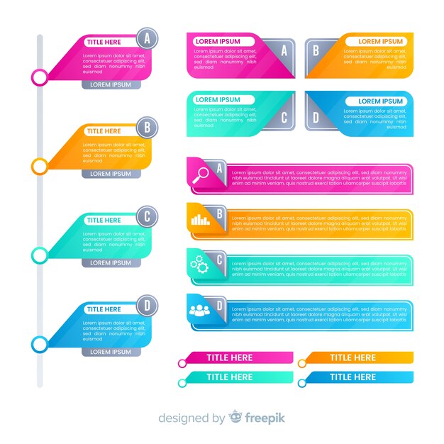 Flat colorful gradient infographics elements