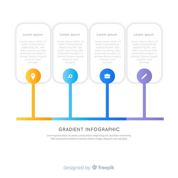 편평한 화려한 그라데이션 단계 infographic