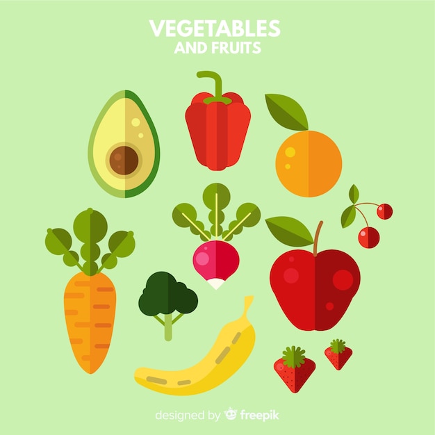 Flat colorful healthy food background