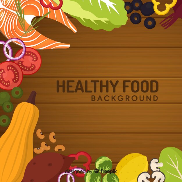 Flat colorful healthy food background