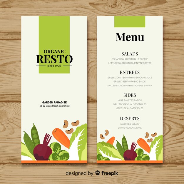 Flat colorful healthy food menu