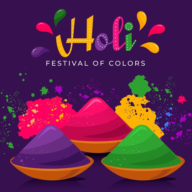 Flat colorful holi gulal