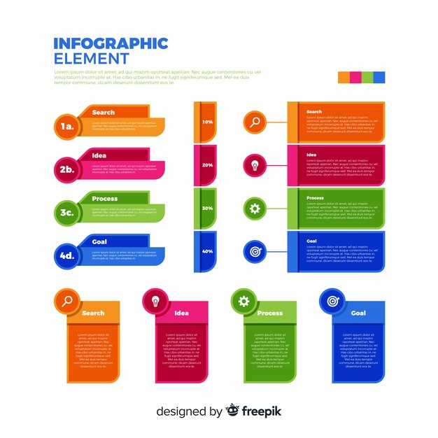 편평한 화려한 infographic 요소 컬렉션