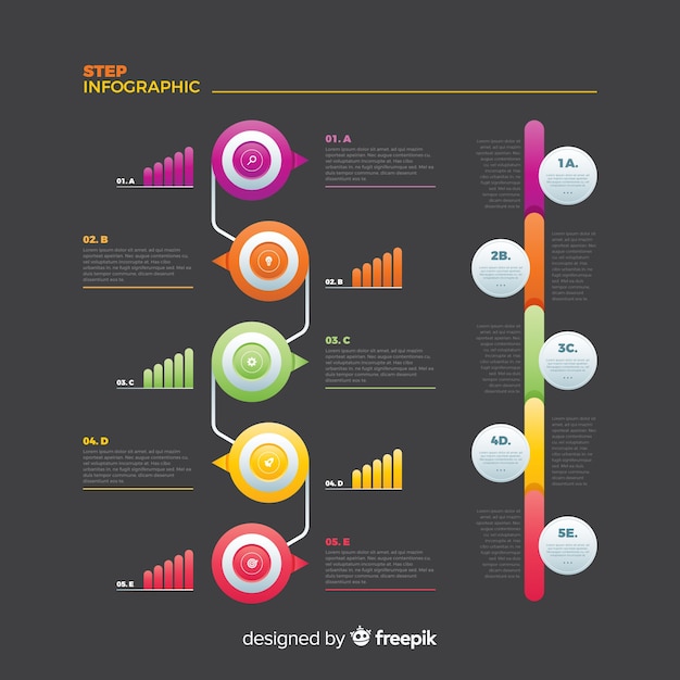 편평한 화려한 infographic 단계 컬렉션
