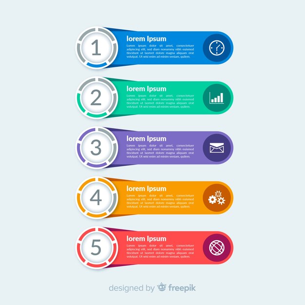 Flat colorful infographic steps