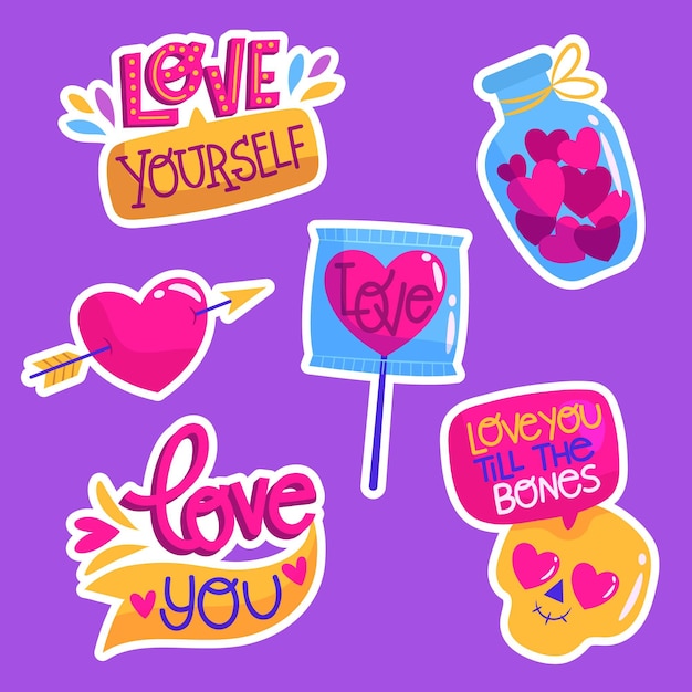 Free vector flat colorful love collection