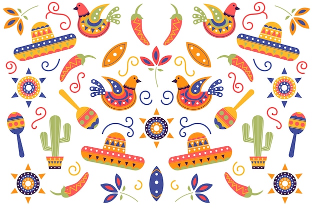 Free vector flat colorful mexican background