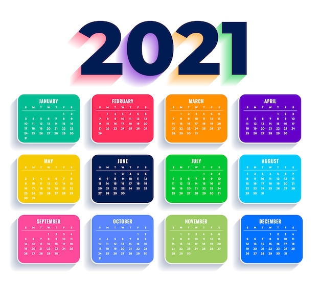 Flat colorful  new year calendar template