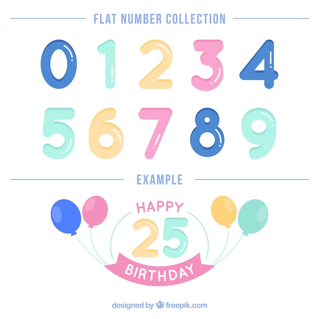 Free vector flat colorful number collection