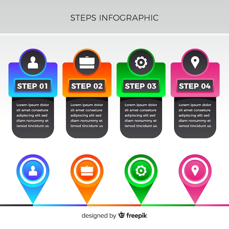 Free Vector flat colorful numbered step infographic