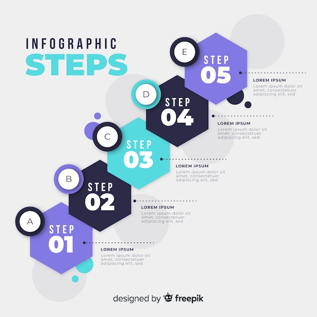 Free vector flat colorful numbered step infographic