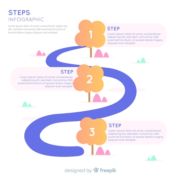 Free vector flat colorful numbered step infographic